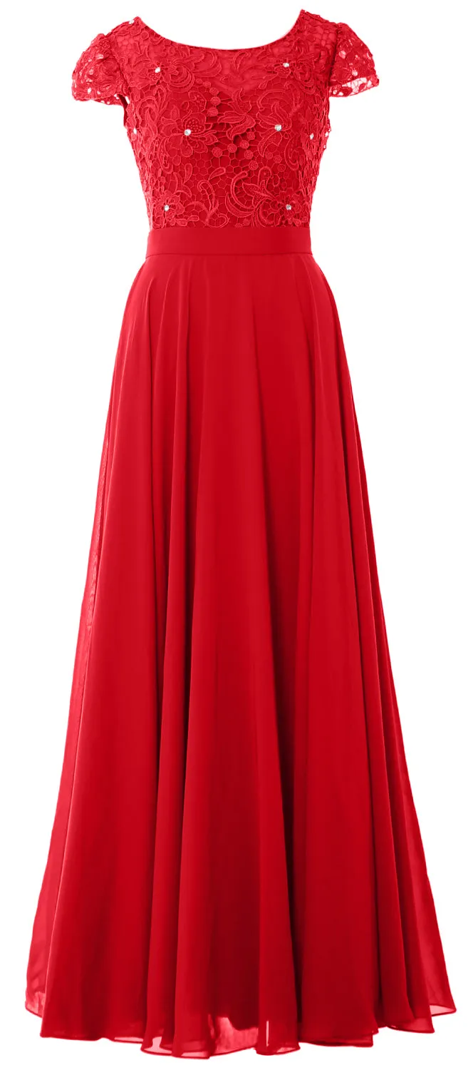 MACloth Women Mother of Bride Dresses Cap Sleeves Wedding Bridesmaid Rehearsal