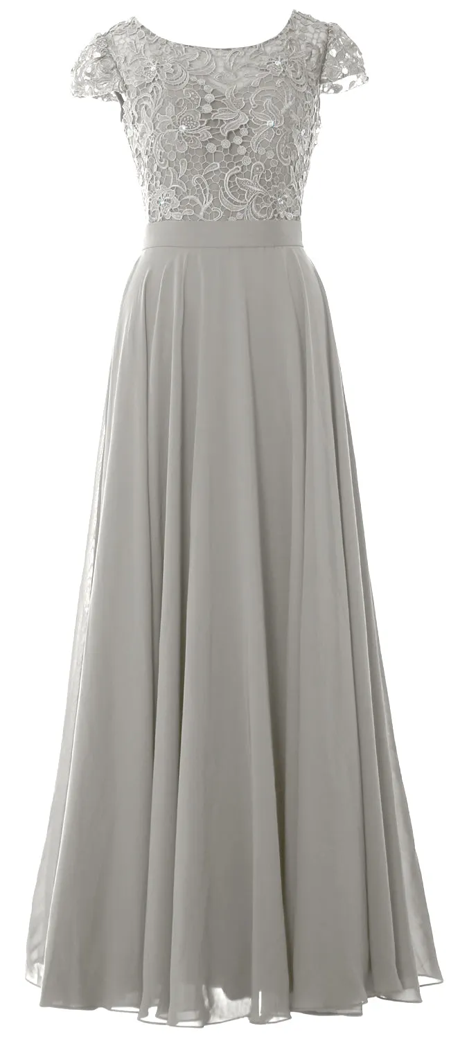 MACloth Women Mother of Bride Dresses Cap Sleeves Wedding Bridesmaid Rehearsal