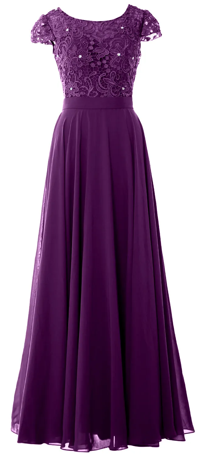 MACloth Women Mother of Bride Dresses Cap Sleeves Wedding Bridesmaid Rehearsal