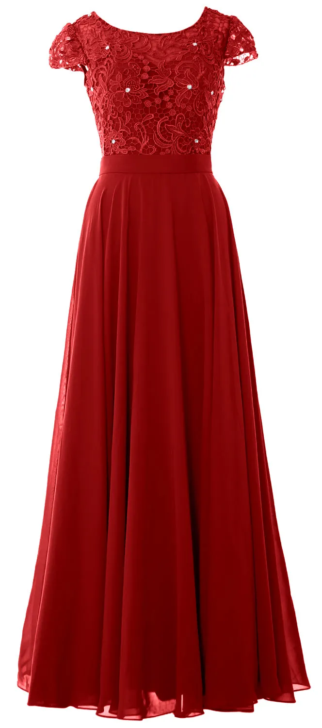 MACloth Women Mother of Bride Dresses Cap Sleeves Wedding Bridesmaid Rehearsal