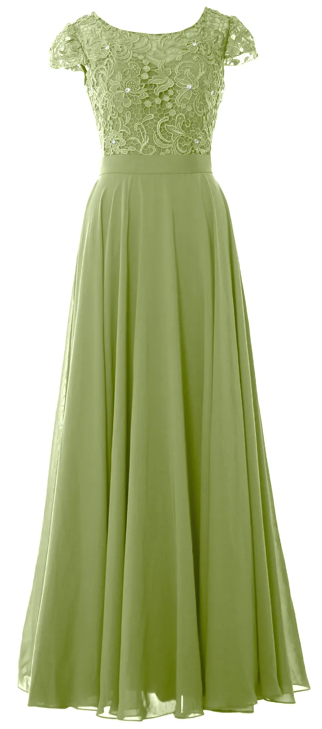 MACloth Women Mother of Bride Dresses Cap Sleeves Wedding Bridesmaid Rehearsal