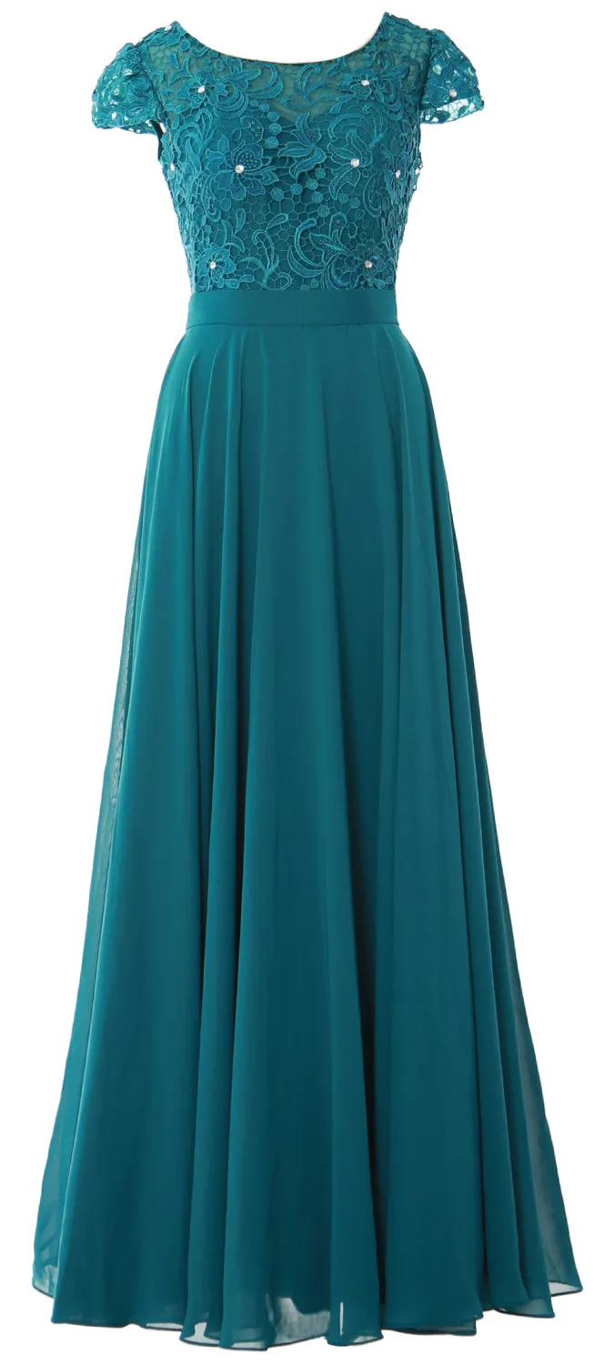 MACloth Women Mother of Bride Dresses Cap Sleeves Wedding Bridesmaid Rehearsal