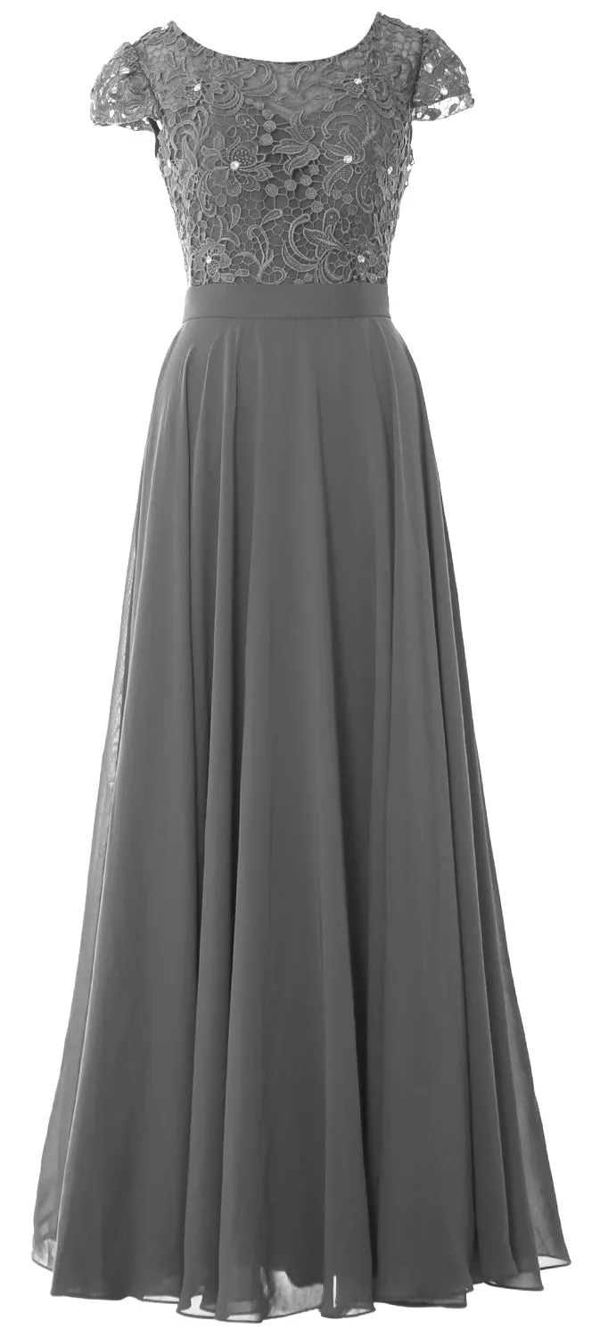 MACloth Women Mother of Bride Dresses Cap Sleeves Wedding Bridesmaid Rehearsal