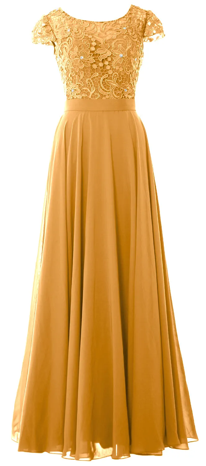 MACloth Women Mother of Bride Dresses Cap Sleeves Wedding Bridesmaid Rehearsal