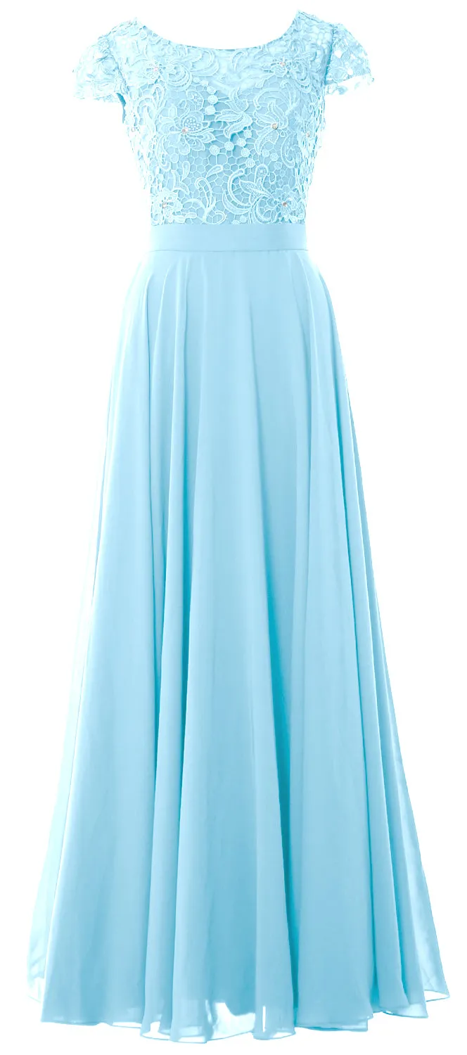 MACloth Women Mother of Bride Dresses Cap Sleeves Wedding Bridesmaid Rehearsal