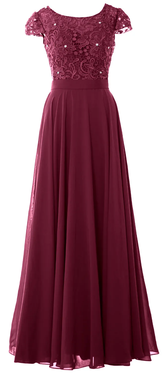 MACloth Women Mother of Bride Dresses Cap Sleeves Wedding Bridesmaid Rehearsal