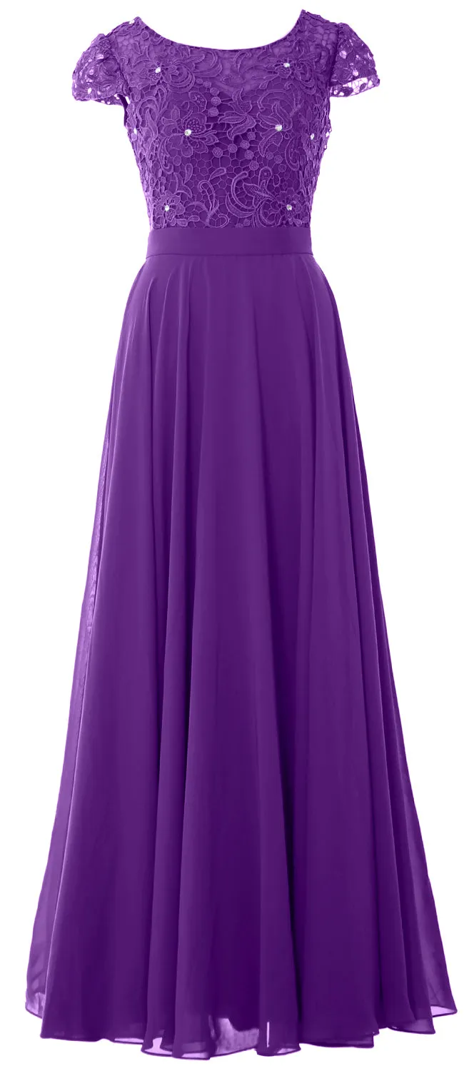 MACloth Women Mother of Bride Dresses Cap Sleeves Wedding Bridesmaid Rehearsal