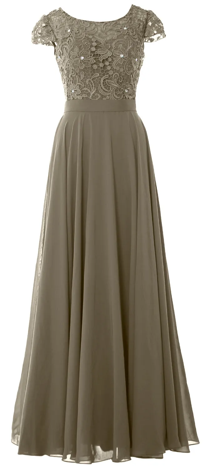 MACloth Women Mother of Bride Dresses Cap Sleeves Wedding Bridesmaid Rehearsal