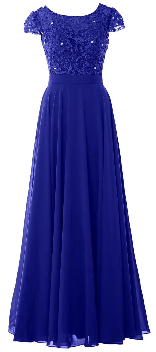 MACloth Women Mother of Bride Dresses Cap Sleeves Wedding Bridesmaid Rehearsal