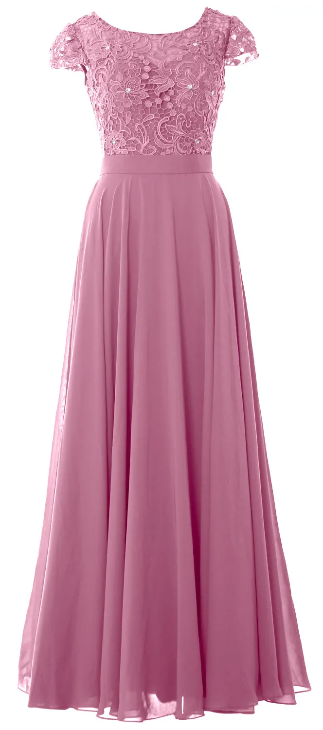 MACloth Women Mother of Bride Dresses Cap Sleeves Wedding Bridesmaid Rehearsal