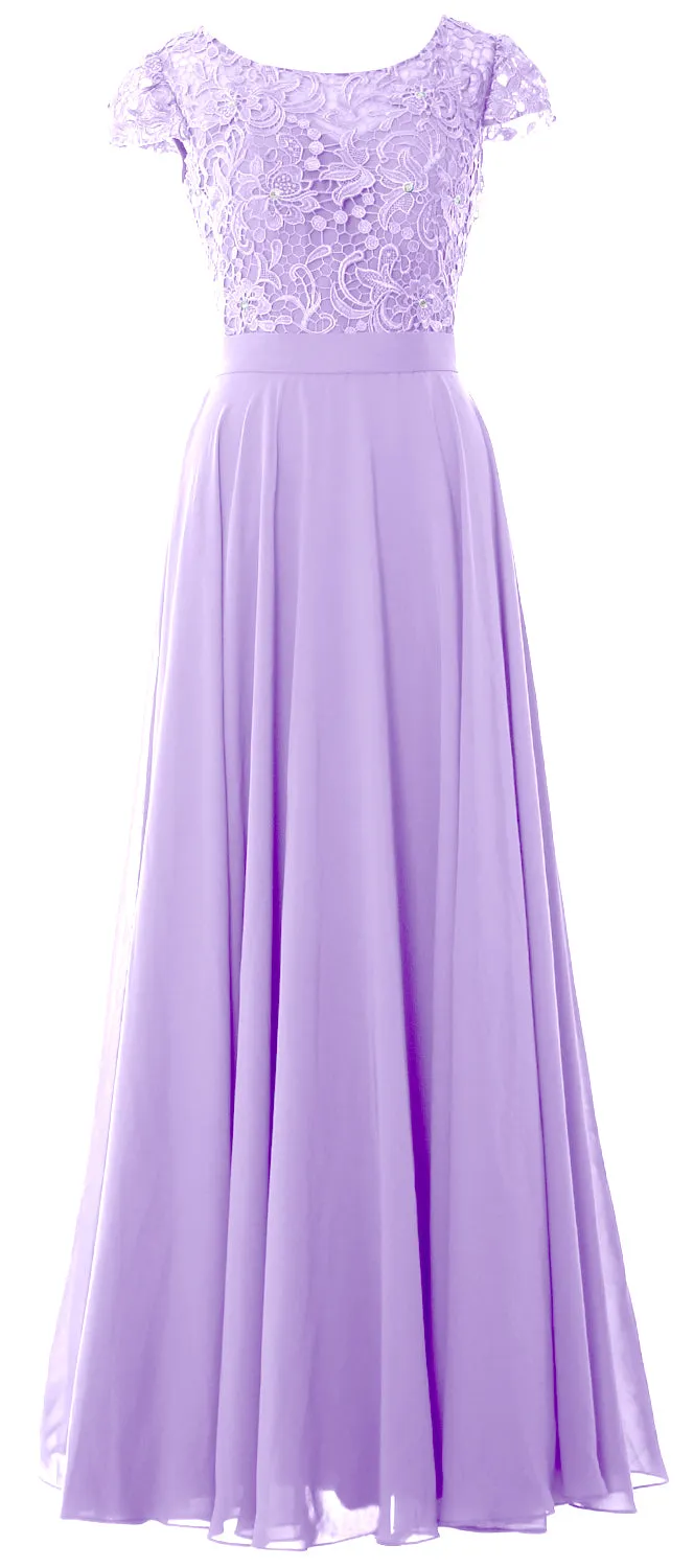 MACloth Women Mother of Bride Dresses Cap Sleeves Wedding Bridesmaid Rehearsal