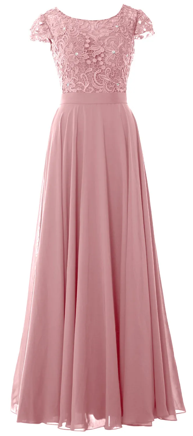 MACloth Women Mother of Bride Dresses Cap Sleeves Wedding Bridesmaid Rehearsal