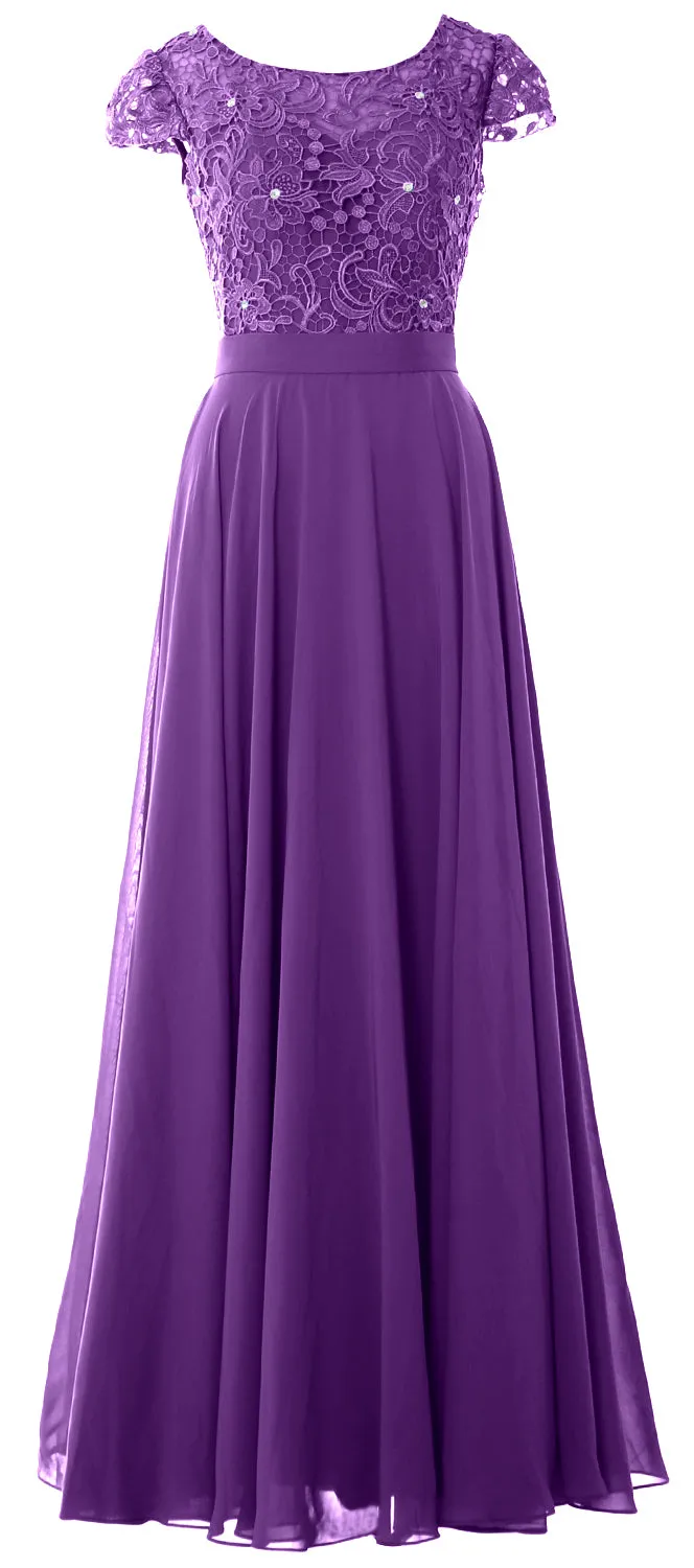 MACloth Women Mother of Bride Dresses Cap Sleeves Wedding Bridesmaid Rehearsal