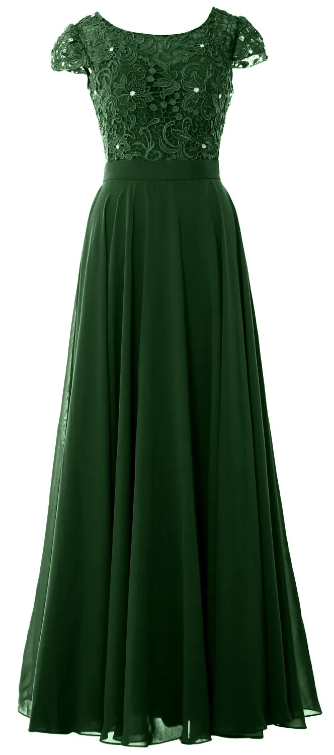 MACloth Women Mother of Bride Dresses Cap Sleeves Wedding Bridesmaid Rehearsal
