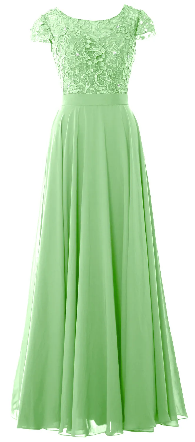 MACloth Women Mother of Bride Dresses Cap Sleeves Wedding Bridesmaid Rehearsal