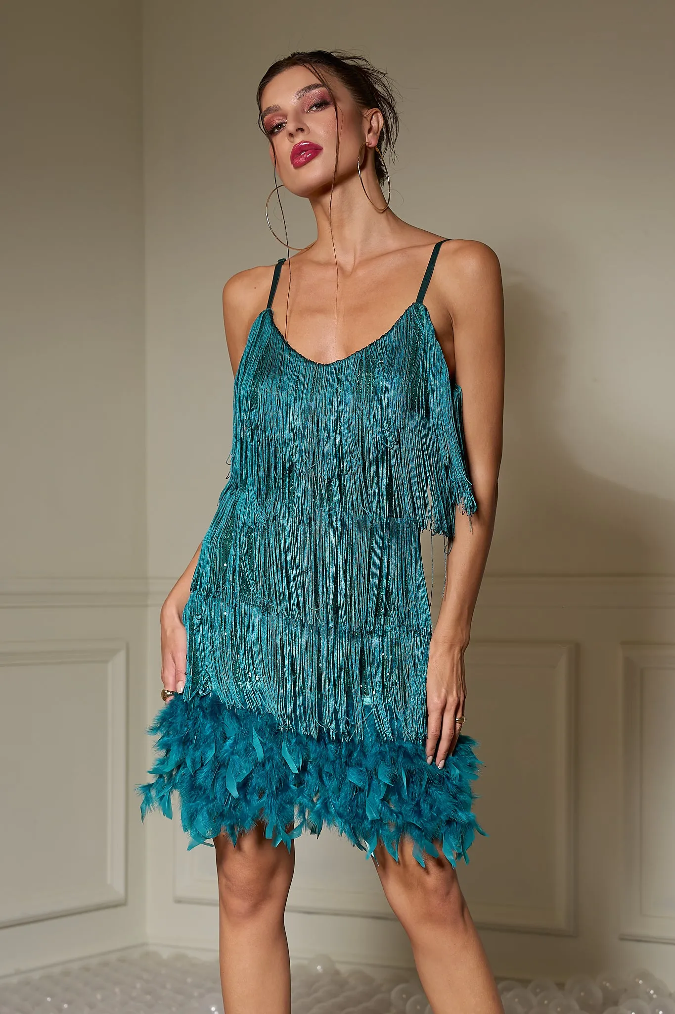 Maeve Sequin Fringe Prom Dress