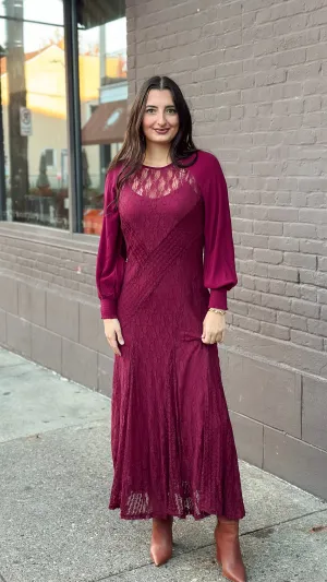Manuela Merlot Lace Dress