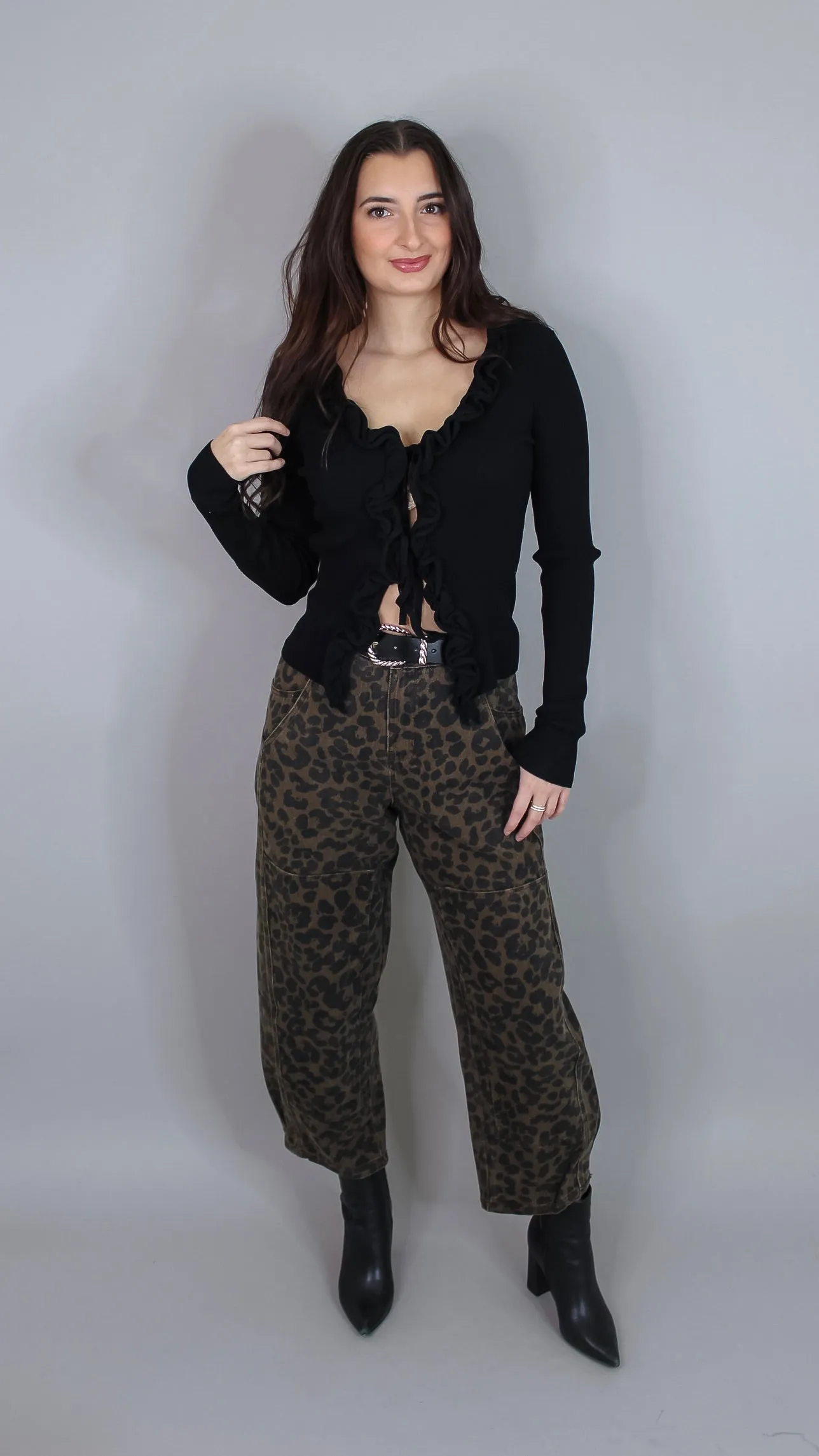 Marci Black Ruffle Top