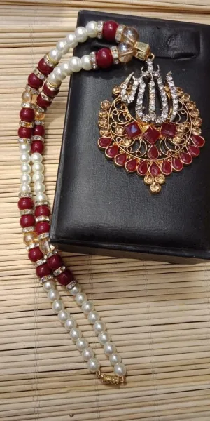 Maroon Stones Mala Necklace #J4237