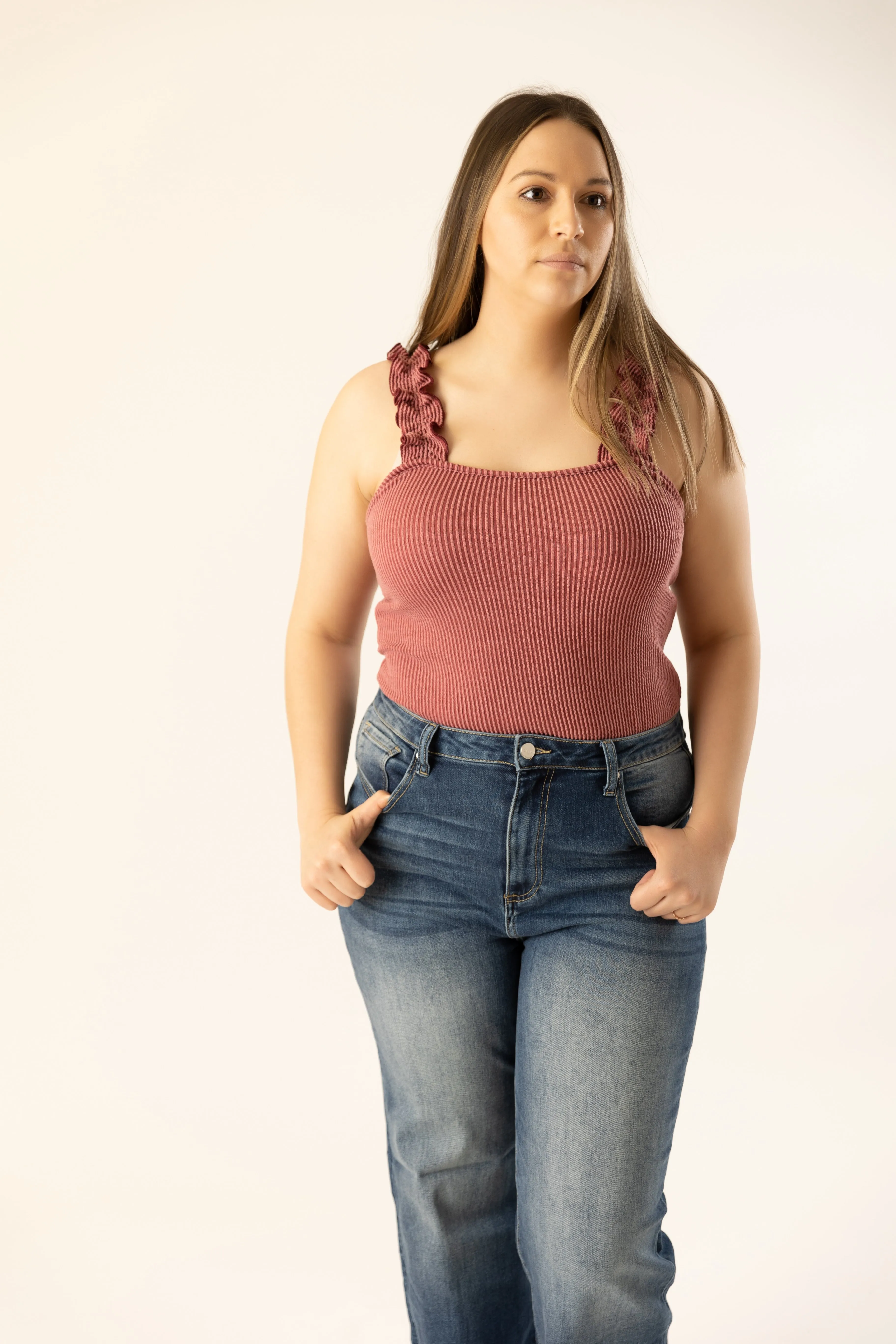 Marsala Ruffle Tank Top