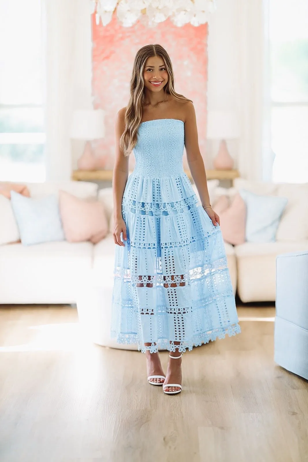 May I Have Your Attention Please Midi Dress - Light Blue
