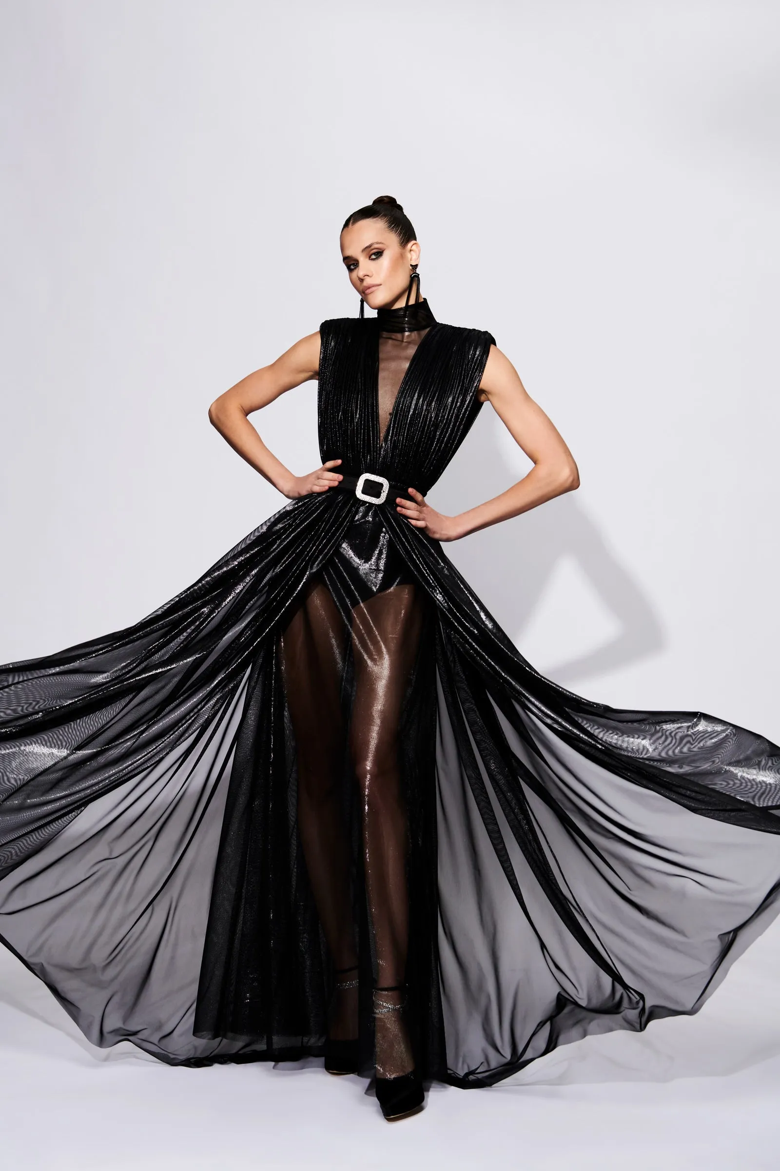 Metallic Draped Gown