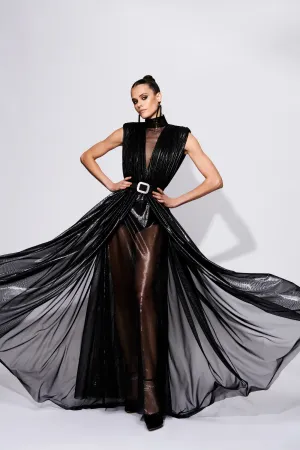 Metallic Draped Gown