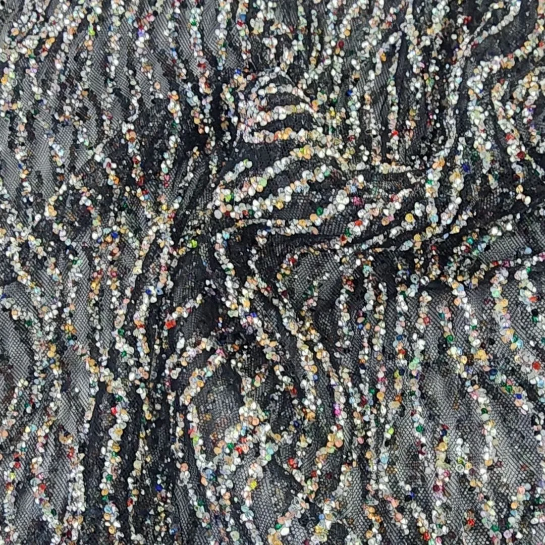 Milo Spankle Lace Fabric Black 130cm
