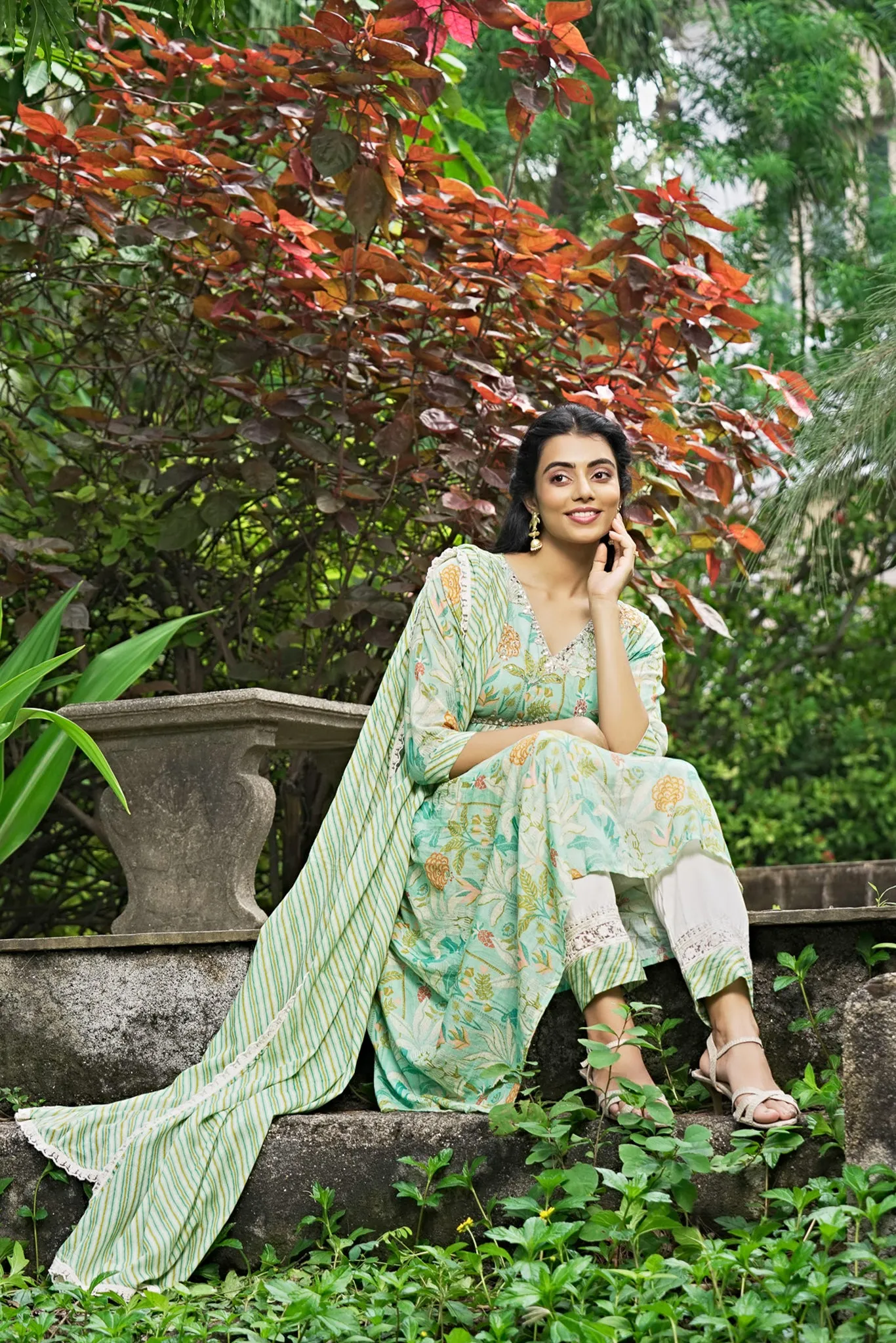 Mint Green Mul Cotton Suit Set