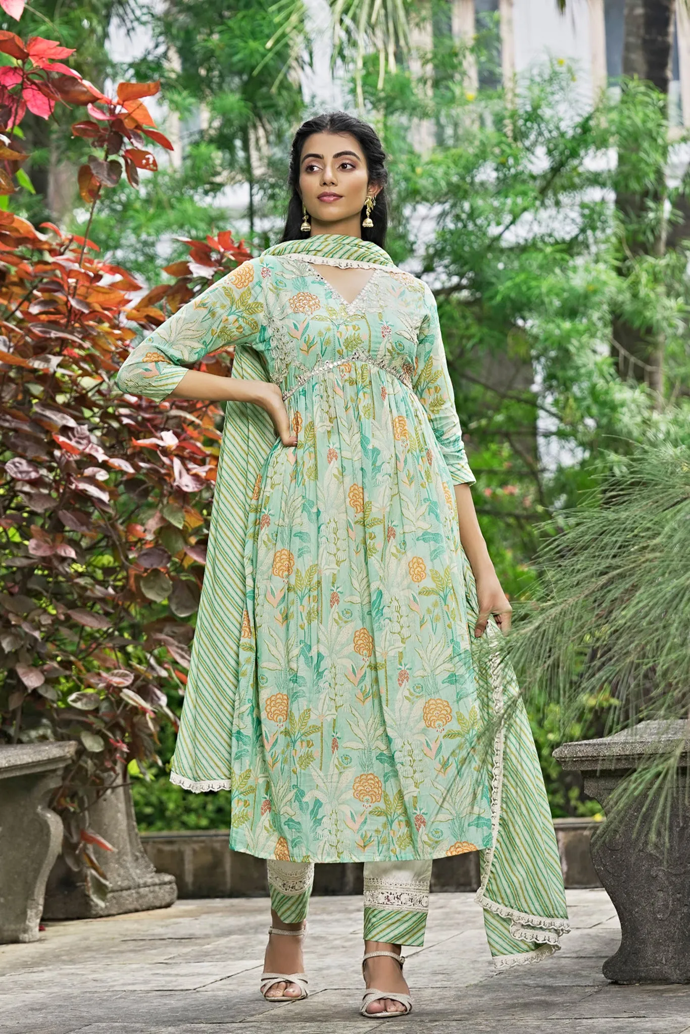 Mint Green Mul Cotton Suit Set