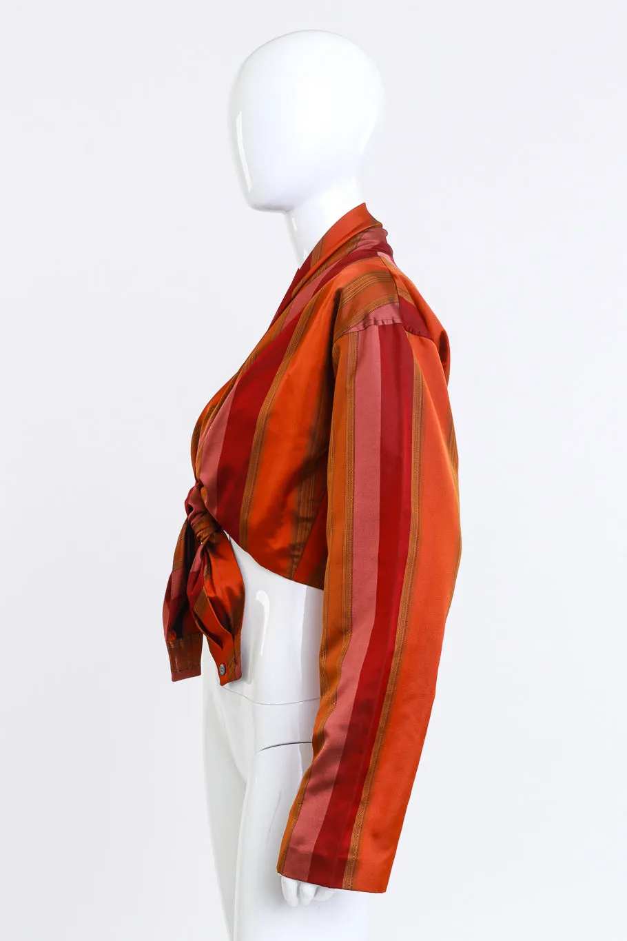 Mixed Stripe Tie-Front Top