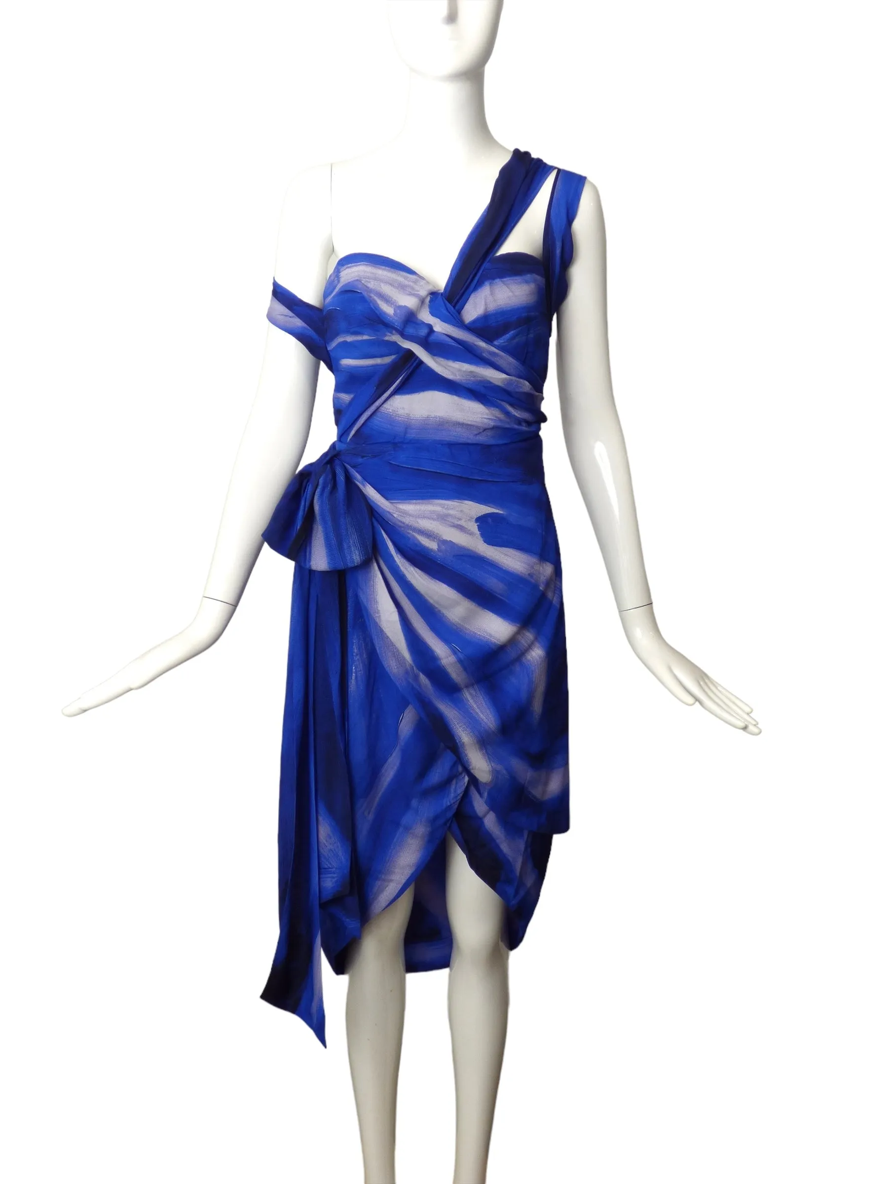MOSCHINO COUTURE!- NWT 2021 Crepe Painted Print Dress, Size 6