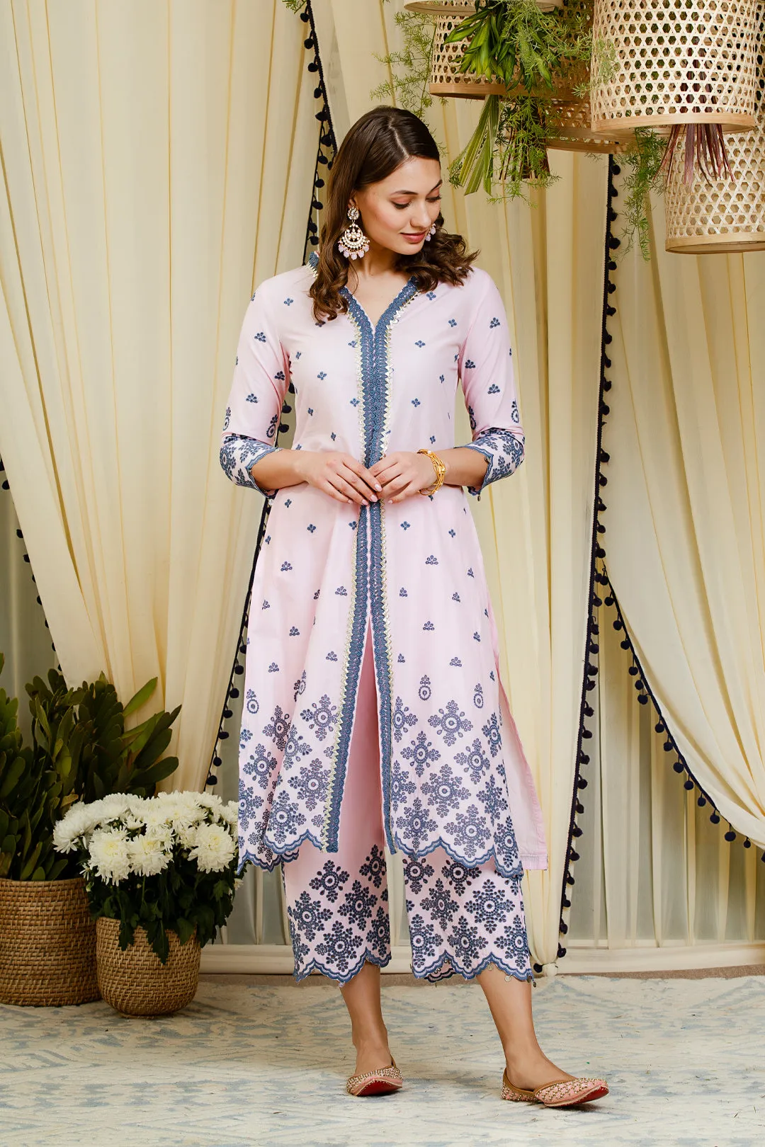 Mulmul Cotton Ophellia Kurta With Ophellia Palazzo