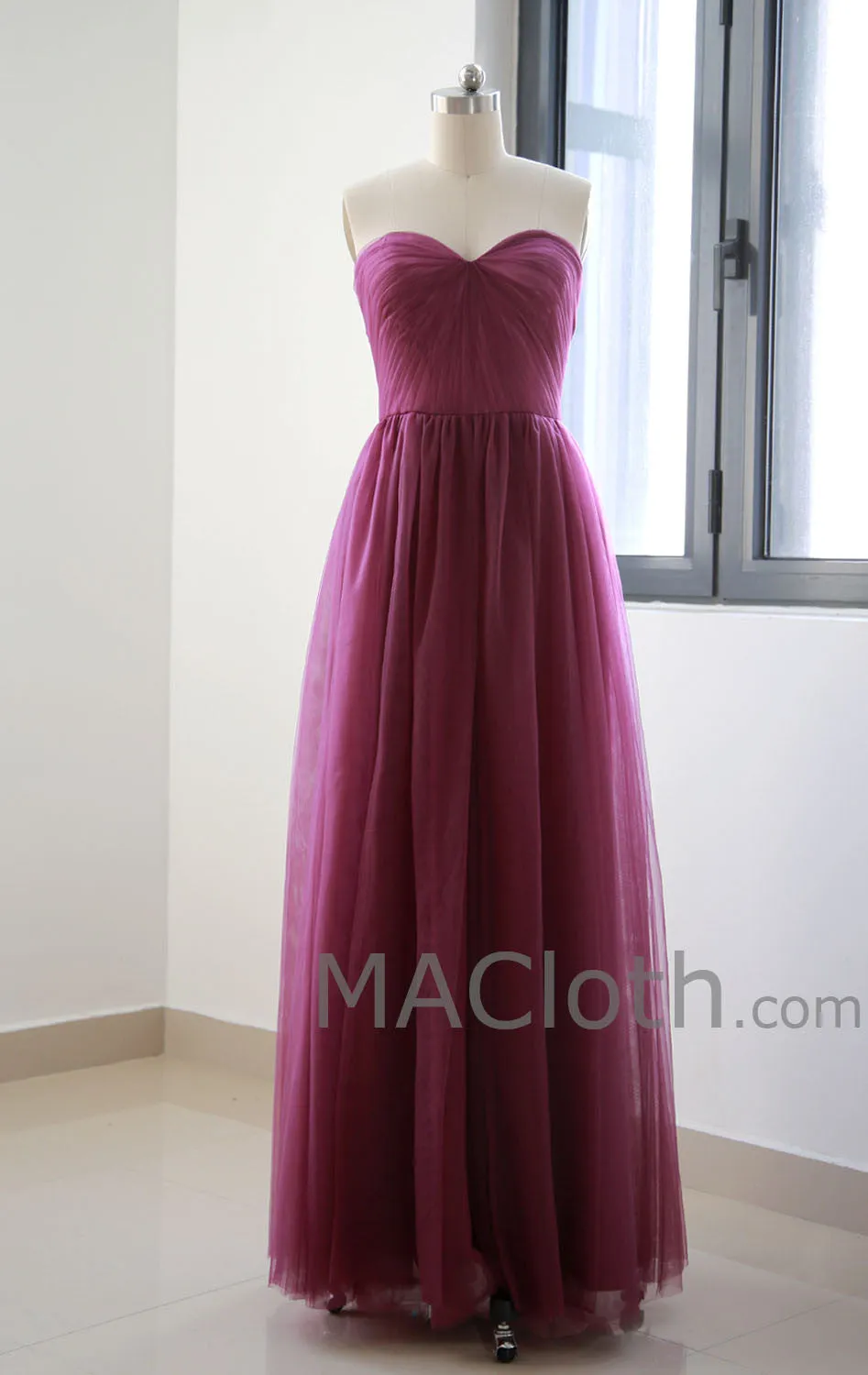 Multi Useful Tulle Burgundy Long Prom Dress, Formal Gown