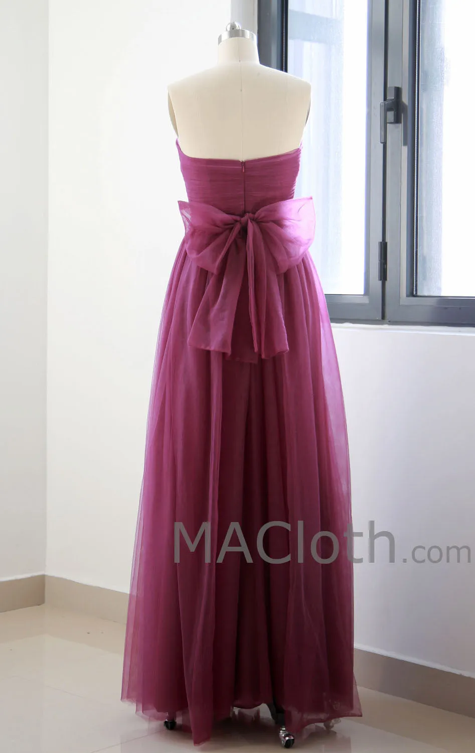 Multi Useful Tulle Burgundy Long Prom Dress, Formal Gown