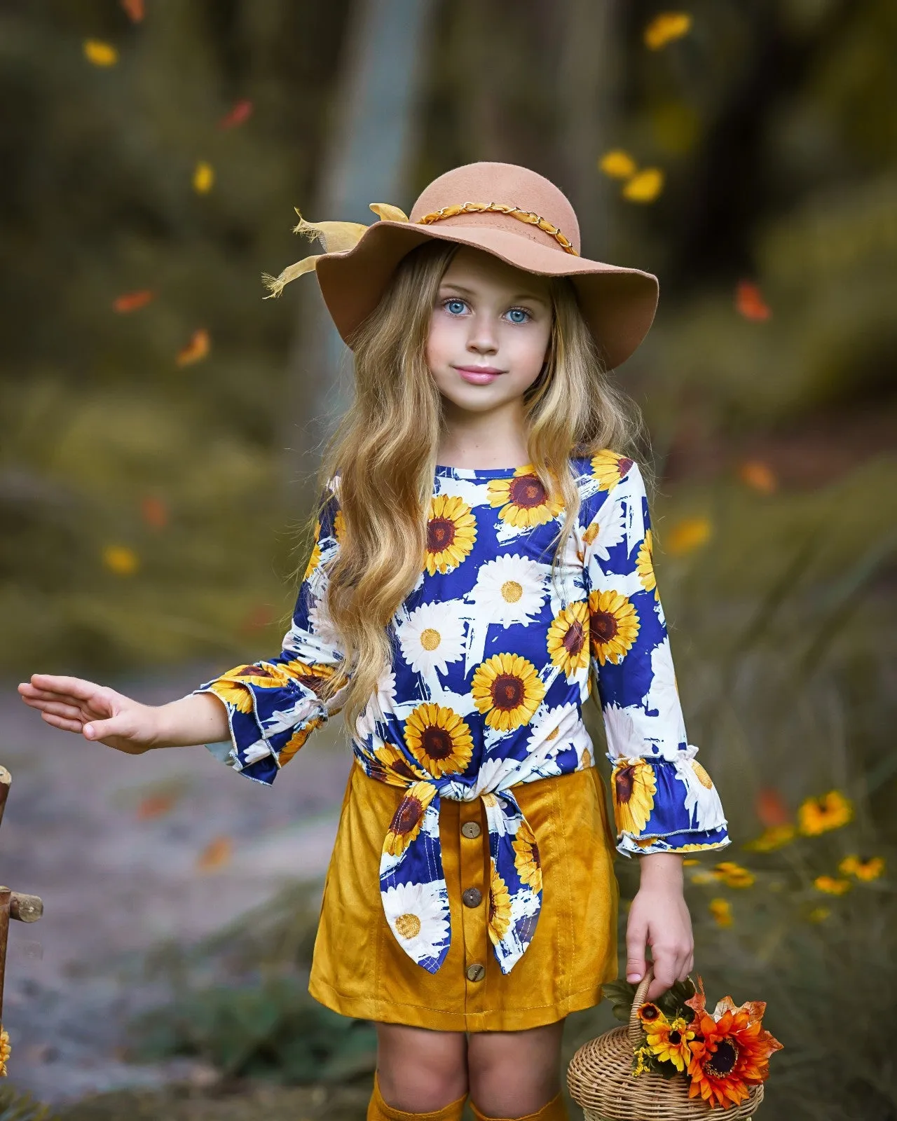 My Lucky Flower Buttoned Skirt Set