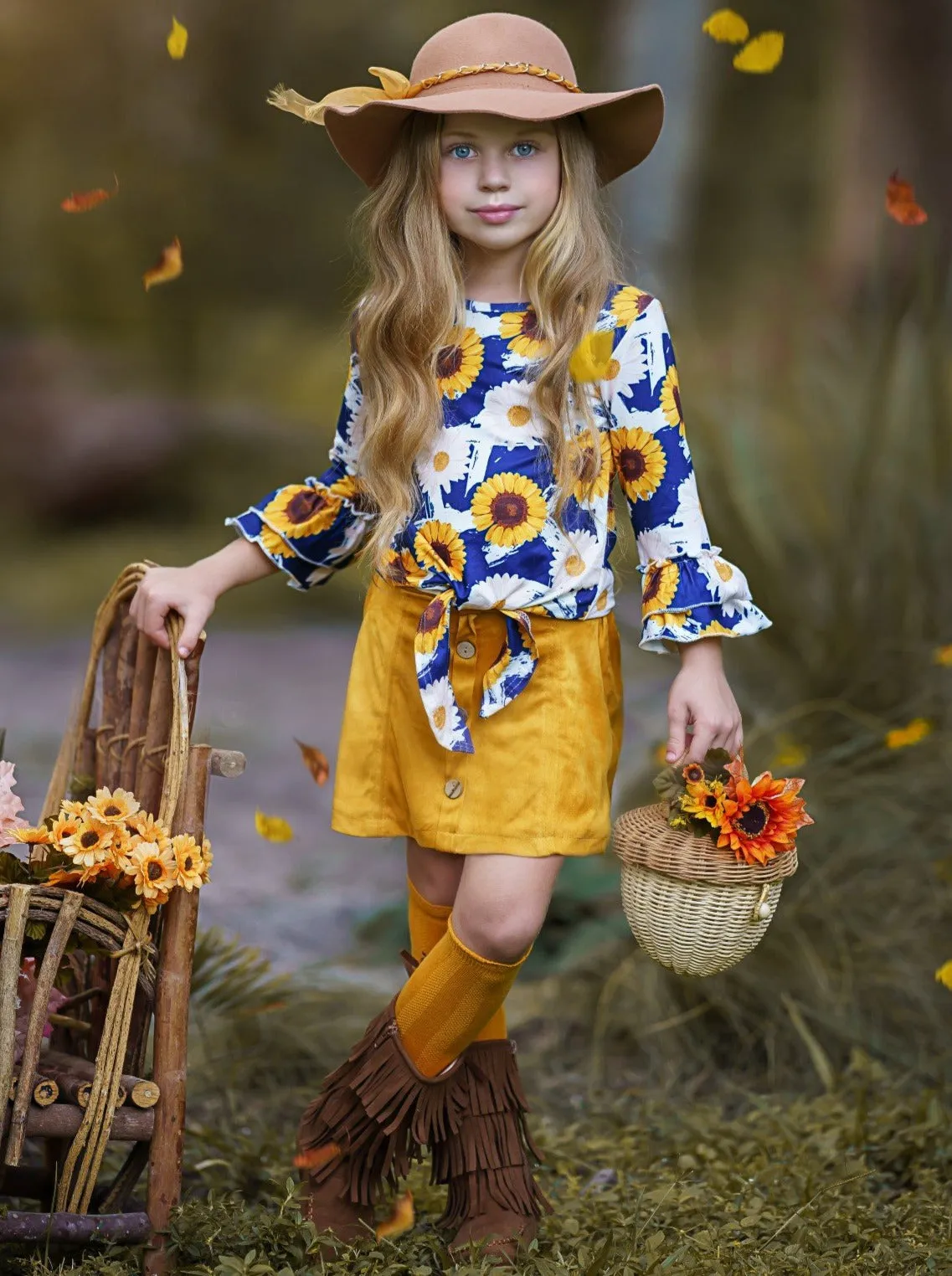 My Lucky Flower Buttoned Skirt Set
