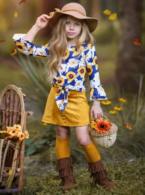 My Lucky Flower Buttoned Skirt Set
