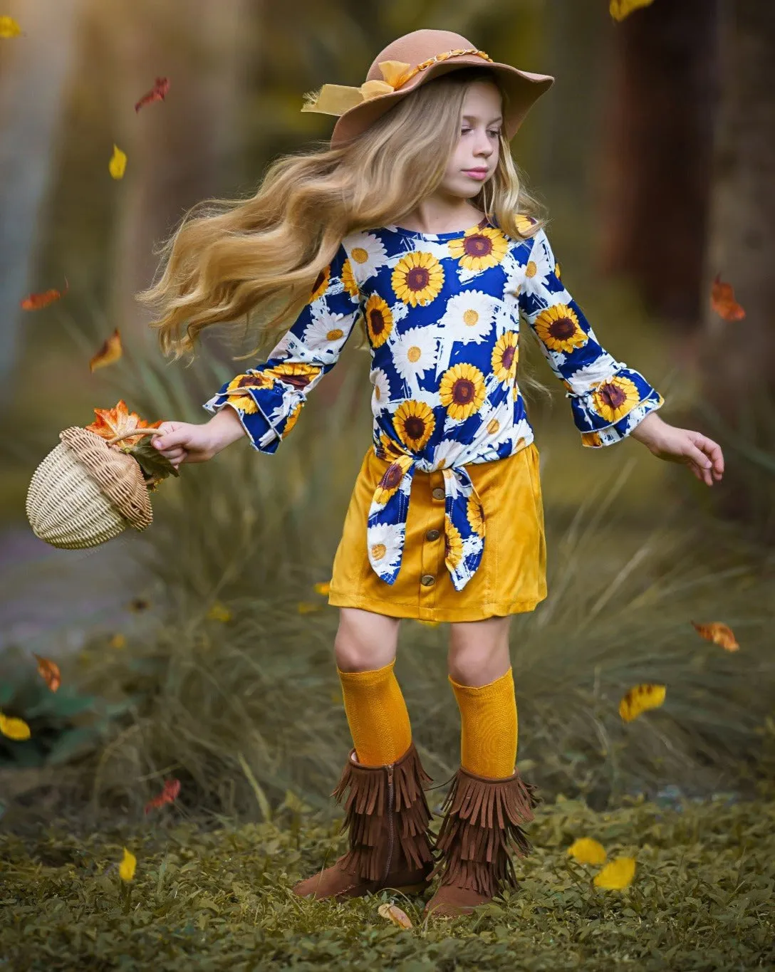 My Lucky Flower Buttoned Skirt Set