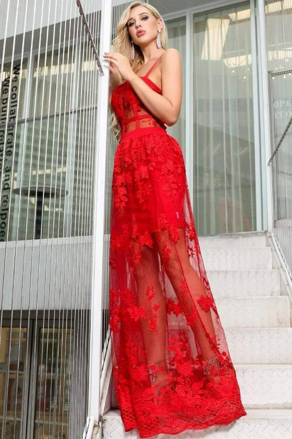 My Moment To Shine Red Lace Corset Dress