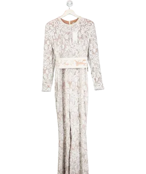 Nadine Merabi White Bella Embellished Jumpsuit UK XL