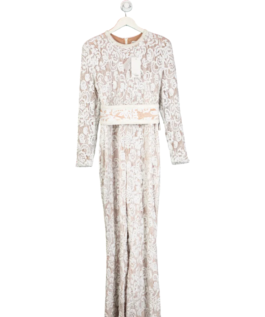 Nadine Merabi White Bella Embellished Jumpsuit UK XL