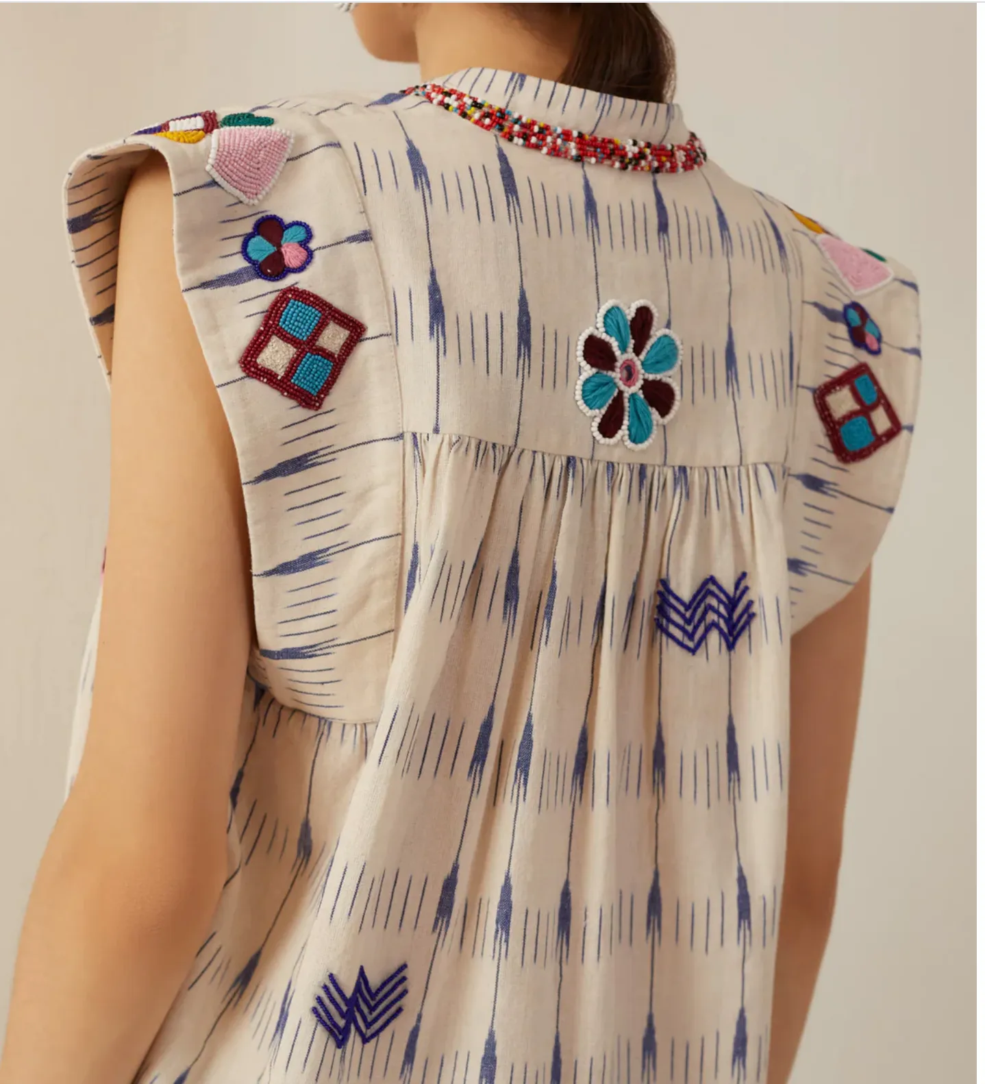 Nehru Lapis Ikat Top