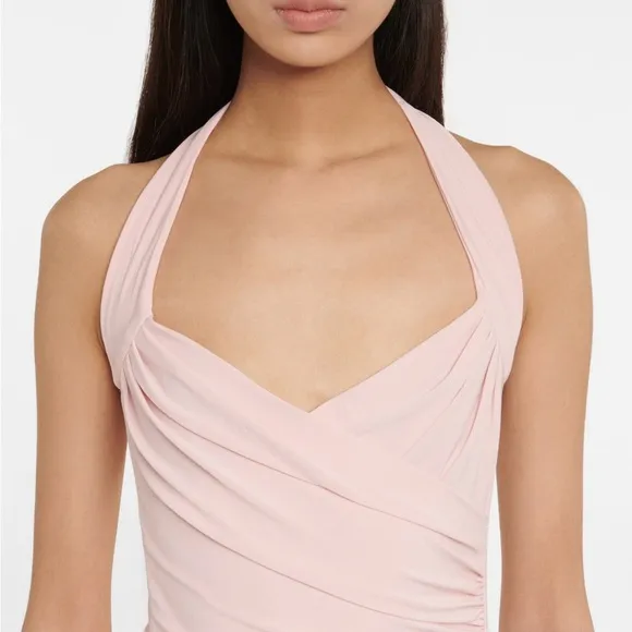 Never Worn! Norma Kamali Cayla Side Draped Midi‎ Gown in Blush Pink size M