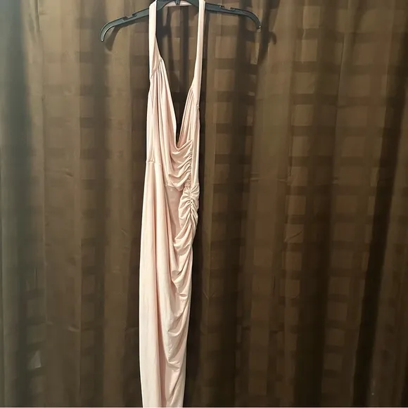 Never Worn! Norma Kamali Cayla Side Draped Midi‎ Gown in Blush Pink size M