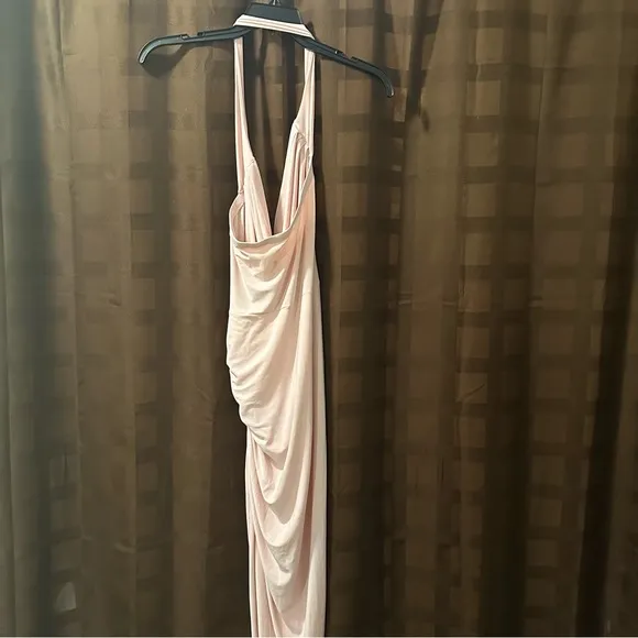 Never Worn! Norma Kamali Cayla Side Draped Midi‎ Gown in Blush Pink size M