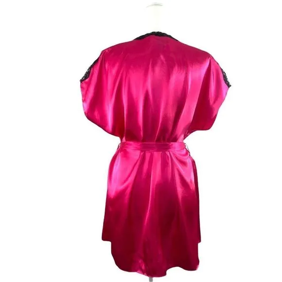NEW Ambrielle satin lace 3 psc pajama set robe, chemise cami top and thongs Sz L