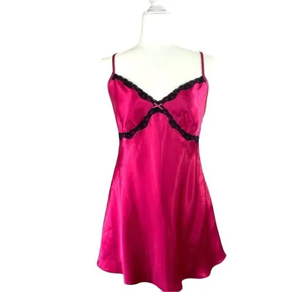 NEW Ambrielle satin lace 3 psc pajama set robe, chemise cami top and thongs Sz L