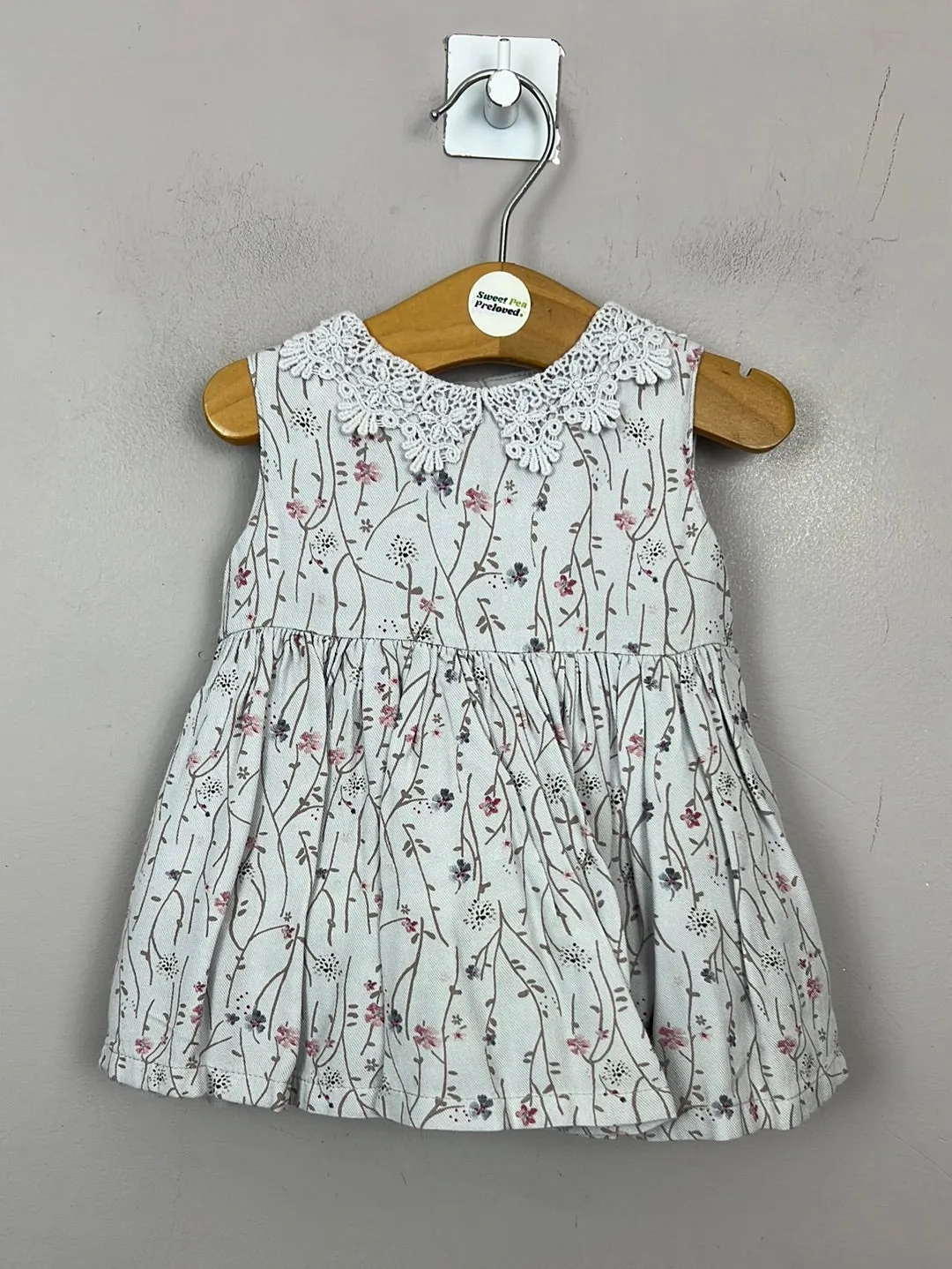 Newborn Mamas & Papas grey floral dress