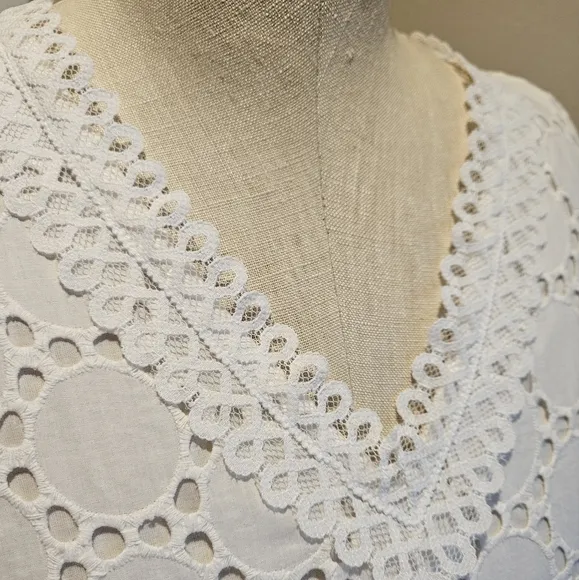 NWT LONDON TIMES White Eyelet Lace Dress | SZ 6